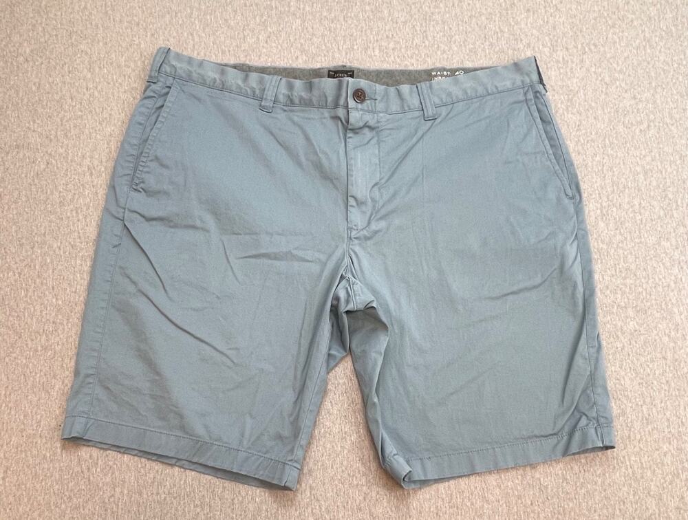 J Crew Shorts Mens 40 Blue Cotton Blend Stretch Flat‎ Front Chino Inseam 10.5"